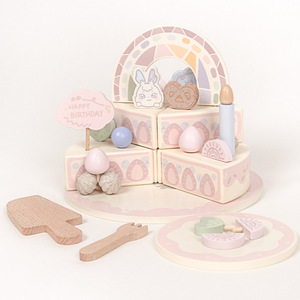 Set di giocattoli da cucina divertenti transfrontalieri per bambine MDF in legno finta gioco con taglio della torta decorazione regalo di compleanno - Product Image 1