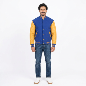 <b>top</b> quality Varsity Jacket for Men & Women Custom logo Varsity Letterman <b>leather</b> sleeve Jacket Choose Your Own Color and Size - Product Image 1