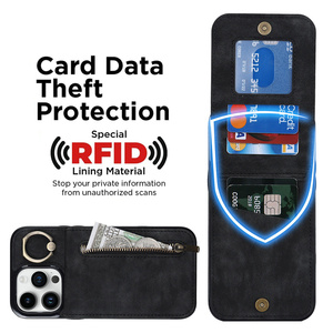 Funda de teléfono con Tapa de cuero PU de lujo para Apple <span class=keywords><strong>iPhone</strong></span> <span class=keywords><strong>Shell</strong></span> con ranuras para tarjetas soporte de anillo para <span class=keywords><strong>iPhone</strong></span> 16 Pro funda de teléfono móvil - Product Image 5