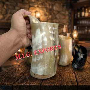 Nouvelle tasse artisanale authentique en corne de bœuf, style viking, pour bière/ale/méad, écologique, vintage, médiéval - Product Image 6