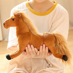Peluche Cheval Douce de Haute Qualité, Noir, Blanc, Marron, Animal de Ferme, Cadeau pour les Chaînes de Magasins - Product Image 5
