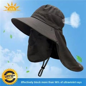 Unisex Detachable Wide Brim Sporty Style 100% Cotton Bucket <b>Hat</b> UV Protection for Summer Outdoor Activities-Sunshade Face Neck - Product Image 4