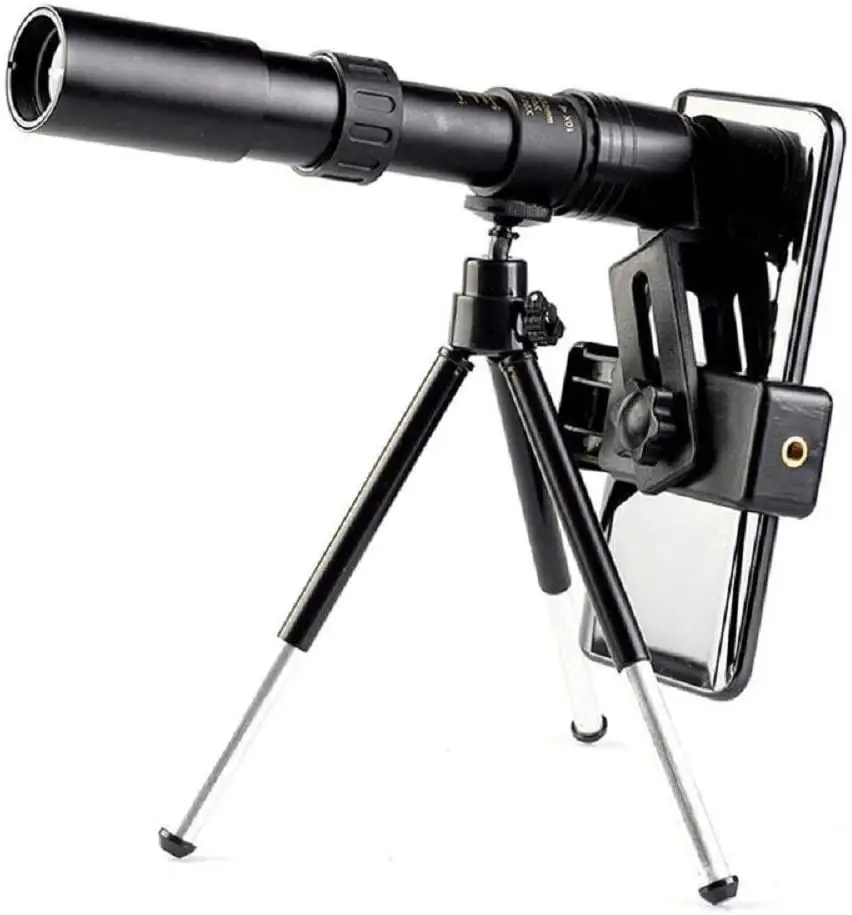 4K 10-300x40mm Super Telephoto Zoom Monocular Telescope Black-with Clip Tripod BAK4 Prism Lens,High Definition Telescope with Phone Clip 