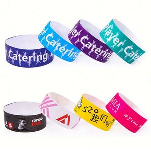 Pulseras de Papel Tyvek Desechables con Logotipo Personalizado al por Mayor, Pulseras Decorativas con Logotipo de Arcoíris para Eventos - Product Image 5