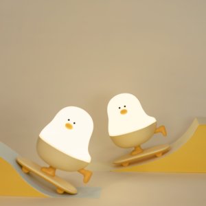 Cute <strong>Skateboard</strong> Chicken Night Lights Portable USB Rechargeable Animal Touch Control Night Lamp for Home <strong>Bedroom</strong> Decor - Product Image 2