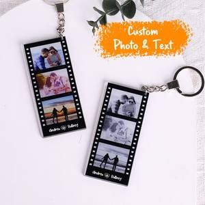 Porte-clés rectangulaire en acrylique personnalisé avec photo imprimée UV, cadeau de la Saint-Valentin pour petit ami, porte-clés photo pour couple - Product Image 2