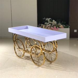Carrito de dulces metálico blanco para decoraciones para fiestas de bodas en interiores/exteriores y accesorios de cumpleaños al por mayor - Product Image 1