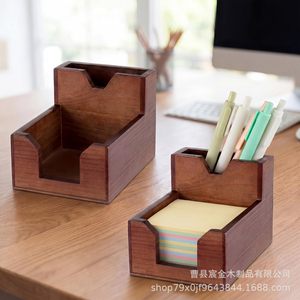 Porte-mémos en bois, organisateur de stylos de bureau avec rangement pour notes autocollantes, pour la maison, le bureau et l'école - Product Image 2