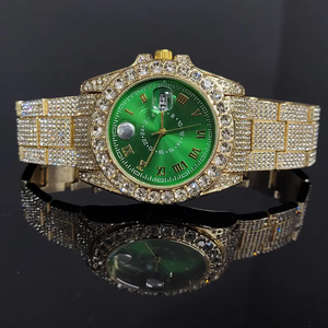 Montre moderne en acier inoxydable antique avec quartz et diamants en moissanite, cadran en verre pour homme, pierres scintillantes VVS, design audacieux et luxueux - Product Image 2