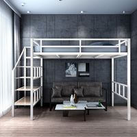 Meida Lit Moderne Style Industriel Grande Taille en Métal avec Bureau et Rangement pour Adultes, Chambres d'Adolescents, Appartements, Hôpitaux, Hôtels, Écoles – Garantie 1 An