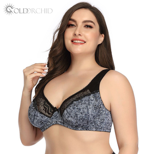 <span class=keywords><strong>Sujetador</strong></span> de Nailon <span class=keywords><strong>sin</strong></span> Relleno con Tres Hileras de Broches y Estampado para Mujeres de Talla Grande - Product Image 1