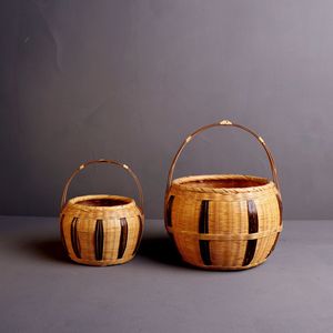 Handmade Bamboo Woven <b>Baskets</b> Round <b>Large</b> And Small Size Food Container Kitchen Use Fruit Snack <b>Storage</b> - Product Image 1