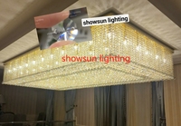 Lustre rectangulaire Extra Large en cristal pour plafond bas