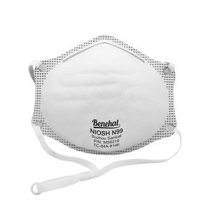 Masker Wajah sekali pakai sertifikat N99 buatan pabrik Respirator dapat dipakai ulang dengan kain tahan debu tali telinga pola datar - Product Image 1