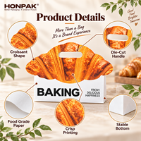Sac en papier kraft en forme de toque de chef HONPAK, emballage personnalisé pour boulangerie avec poignée découpée pour les boulangeries, pâtisseries et confiseries