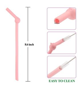 Reusable Silicone <b>Straws</b> Piggy Shape Funny <b>Drinking</b> <b>Straws</b> - Product Image 3