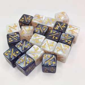 +1 and -1 Counter <b>Dice</b> Acrylic Pearl Marbled Design +2 -2 <b>Dice</b> 16mm +/- Plus Sign Minus Sign <b>Dice</b> - Product Image 1