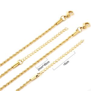 Cadena de Acero Chapada en Oro de 18k, Diseño Trenzado, Sin Colgante, para Venta al Por Mayor - Product Image 4