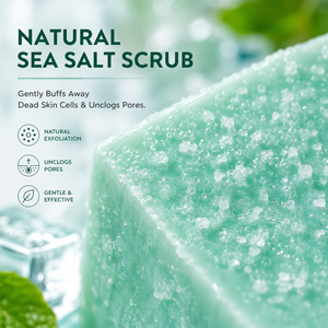 <span class=keywords><strong>Sapone</strong></span> Solido Rinfrescante al Tea Tree e Menta Piperita con Scrub al Sale Marino per Acne, Odore Corporeo ed Esfoliazione Profonda - Product Image 2