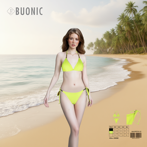 Set Bikini da Donna Buonic Giallo Neon Taglie 40 42 44 46 Costumi da Bagno Abbigliamento da Spiaggia - Product Image 3