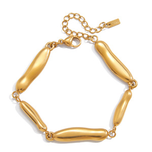 กำไลข้อมือสแตนเลสสีทองทรงเส้นตรงแบบไม่สมมาตรรูปทรงหยดน้ำ เครื่องประดับสำหรับผู้หญิง ของขวัญ ผลิตจากเมืองอี้หวู่ - Product Image 5