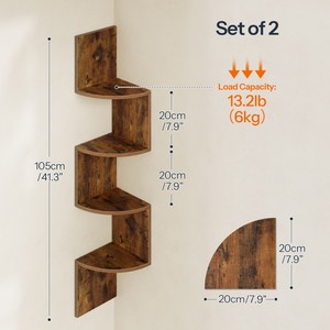 Estante de esquina HOOBRO montado en la pared, Juego de 2 estantes de esquina flotantes, estanterías de esquina de 4 niveles para decoración de pared en la sala de estar - Product Image 2