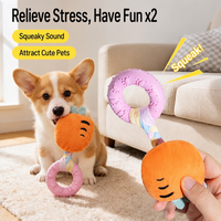 Jouet interactif en forme de donut pour chien, couineur, en TPR, avec bandes de tissu, pour petits chiens et chiots, vente en gros, fournitures pour animaux de compagnie