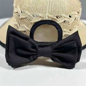 Chapeau de soleil pliable en paille tressée avec nœud ajouré pour femme – Vente en gros - Product Image 5