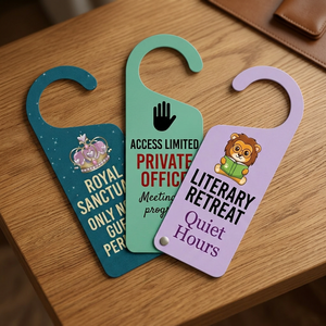 Custom Shape PVC <b>Door</b> Knob Hanger Printed Sign for Hotel Room Notification and Promotional Advertising - Product Image 1