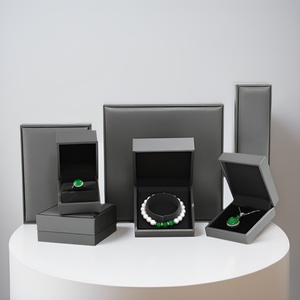 Luxury Fashion Custom Brushed Leather Jewelry Boxes Set Wholesale Custom Pu Leather Jewelrybox for Earrings Pendants <b>Rings</b> - Product Image 3