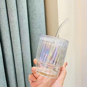 Gobelet en verre Aurora coloré avec paille, gobelet à double compartiment, cadeau promotionnel, gobelet à eau, cadeau de grande ouverture - Product Image 2