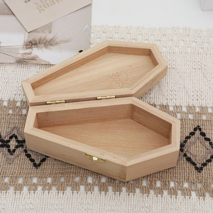 Pet Urn Flip Top Wooden Coffin <b>Box</b> Rectangle Pine Color Handmade Decorative Storage For Pet <b>Memorials</b> - Product Image 4
