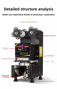 Machine manuelle de scellage de gobelets pour thé aux perles, jus, lait, café – Scelleuse manuelle de gobelets pour boissons (jus, thé au lait, thé aux perles) - Product Image 2