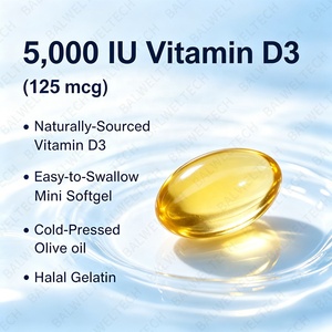 Cápsulas de Gel Suave de Vitamina D3 5000 UI K2, Veganas, Saludables, para la Función Muscular y el Apoyo Inmunológico, de Grado Alimenticio, Marca Privada OEM, a Granel - Product Image 4