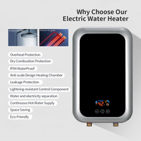 Chauffe-eau électrique instantané mural 220V 3.5KW à commande intelligente et protection de sécurité pour usage domestique, boîtier en plastique