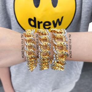 Jxx Women's 24K Gold Plated Dubai Heavy Gold <b>Bracelet</b> High Quality Two-Tone Design with Zircon <b>Charm</b> and Brass Material - Product Image 5