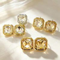 Boucles d'oreilles fines pour femmes, vintage, en cuivre plaqué or 18 carats, géométriques, avec strass et cristaux, bijoux de fête, cadeau