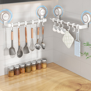 Vacuum Suction Cup Wall Mounted Kitchen <b>Towel</b> Rack <b>Rail</b> <b>Towel</b> Rod Single <b>Towel</b> Bar With Hook for Bathroom - Product Image 6