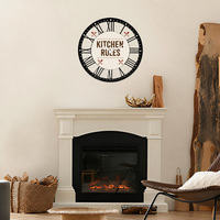 Horloge murale en métal, décoration de cuisine, règles de la cuisine, chiffres romains silencieux, décoration de salle à manger, cadeau personnalisé pour une nouvelle maison
