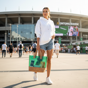 Sac fourre-tout transparent en TPU vert approuvé pour les stades, base en liège, écologique, imperméable, pour événements sportifs, concerts, voyages, cadeaux promotionnels - Product Image 6