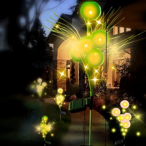 Lumière solaire de cour LED boule de <span class=keywords><strong>laine</strong></span> artificielle fleur lumière extérieure étanche Villa jardin décoration pelouse lumière - Product Image 3