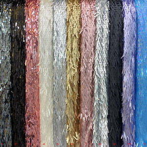 Tela de Lentejuelas Rectangulares Largas Blancas, Tela de Lentejuelas con Flecos, Lentejuelas Marrón Dorado Oscuro, Encaje para Vestido de Mujer - Product Image 4