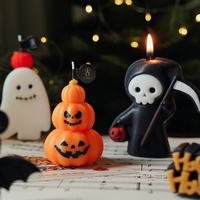 Lot de bougies parfumées artisanales en cire de soja, en forme de citrouille, fantôme, squelette et œil, pour décoration d'Halloween, vente en gros