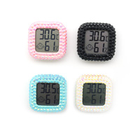 Accessoires de salon de cils petit mini intérieur diamant paillettes strass hygromètre numérique thermomètre pour extension de cils