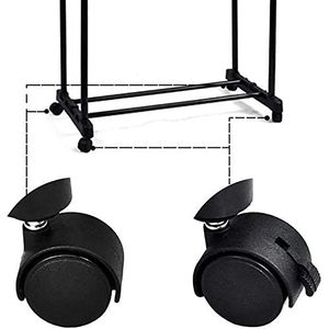 <span class=keywords><strong>Perchero</strong></span> con altura ajustable Fabricado en acero inoxidable y plástico con ruedas Burro de dos barras con estante con rueda - Product Image 2