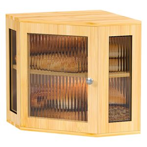 <b>Bamboo</b> and wood corner food storage box, double-layer, household dessert organizer and storage <b>container</b> with window lid, - Product Image 2