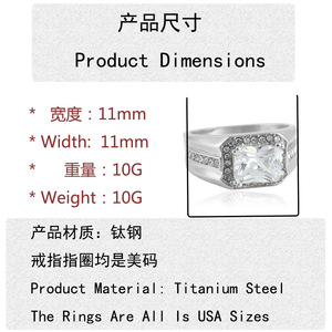 European American Style <b>Titanium</b> Steel Red Gemstone <b>Ring</b> Geometric Shape Prong Setting Women's Fashion Jewelry Gift 210166 - Product Image 3