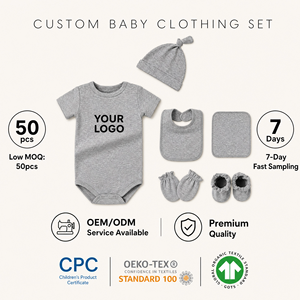 Set di Abbigliamento <span class=keywords><strong>per</strong></span> Neonato in Cotone Biologico 95% Certificato Oeko-tex, Etichetta Privata, <span class=keywords><strong>per</strong></span> l'Estate, 3-6 Mesi - Product Image 1