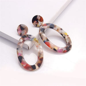 Boucles d'oreilles ovales géométriques en acétate, <span class=keywords><strong>bijoux</strong></span> pendantes colorés en résine acrylique pour femmes, idéales pour les fêtes et mariages - Product Image 2