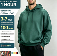 Sweat à capuche vert personnalisé, écologique, uni, 300 g/m², avec poche kangourou, anti-rétrécissement, respirant, coupe ample